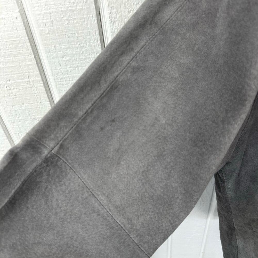 Hunt Club Suede Leather Shirt Jacket Gray Button Front Overshirt XL Womens - Picture 8 of 9
